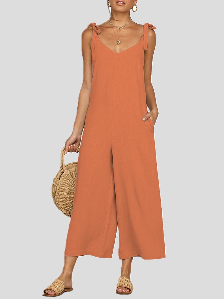 Women's Jumpsuits Bowknot Sling Pocket Casual Jumpsuit - LuckyFash™