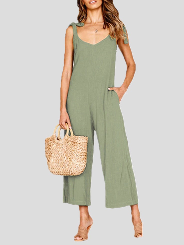 Women's Jumpsuits Bowknot Sling Pocket Casual Jumpsuit - LuckyFash™