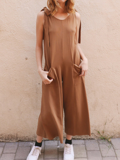 Women's Jumpsuits Casual Belted Pocket Wide Leg Jumpsuit - LuckyFash™