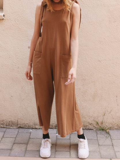 Women's Jumpsuits Casual Belted Pocket Wide Leg Jumpsuit - LuckyFash™