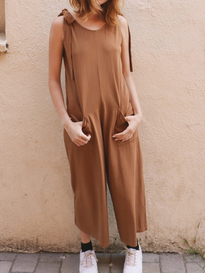 Women's Jumpsuits Casual Belted Pocket Wide Leg Jumpsuit - LuckyFash™