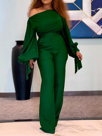 Women's Jumpsuits Casual Off-Shoulder High-Waisted Wide-Leg Jumpsuit - LuckyFash™