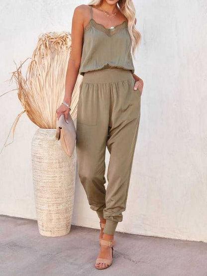 Women's Jumpsuits Casual Sling Lace Sleeveless Jumpsuit - LuckyFash™