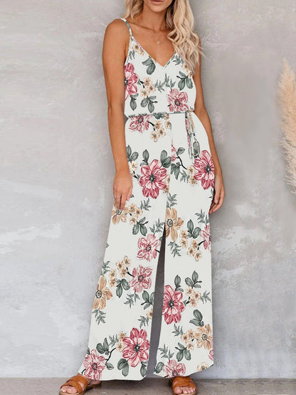 Women's Jumpsuits Casual Sling V-Neck Tie Sleeveless Jumpsuit - LuckyFash™