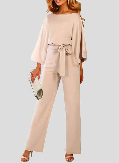 Women's Jumpsuits Casual Solid Belted Long Sleeve Jumpsuit - LuckyFash™