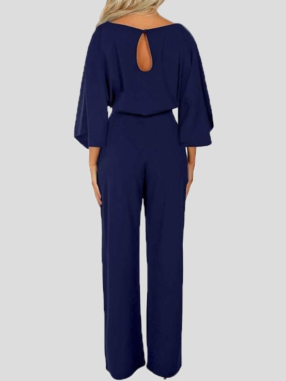 Women's Jumpsuits Casual Solid Belted Long Sleeve Jumpsuit - LuckyFash™