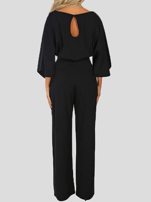 Women's Jumpsuits Casual Solid Belted Long Sleeve Jumpsuit - LuckyFash™