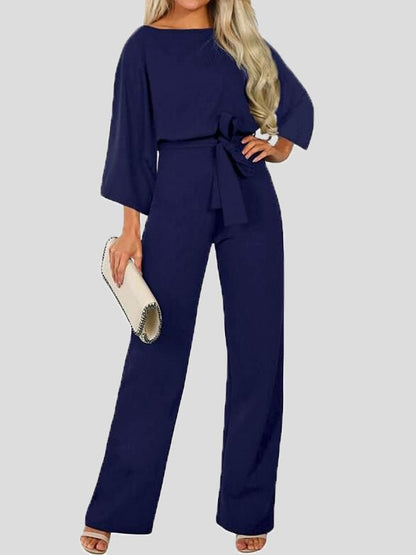 Women's Jumpsuits Casual Solid Belted Long Sleeve Jumpsuit - LuckyFash™