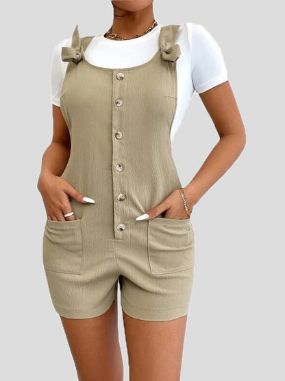 Women's Jumpsuits Casual Solid Button Pocket Bib Jumpsuit - LuckyFash™