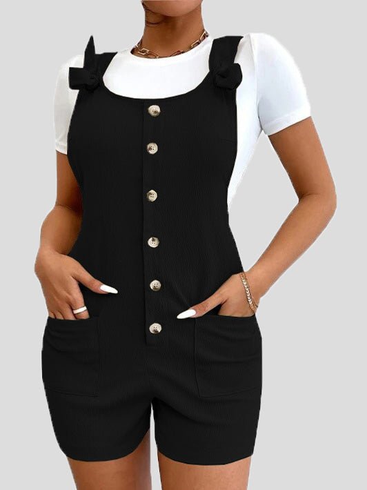 Women's Jumpsuits Casual Solid Button Pocket Bib Jumpsuit - LuckyFash™