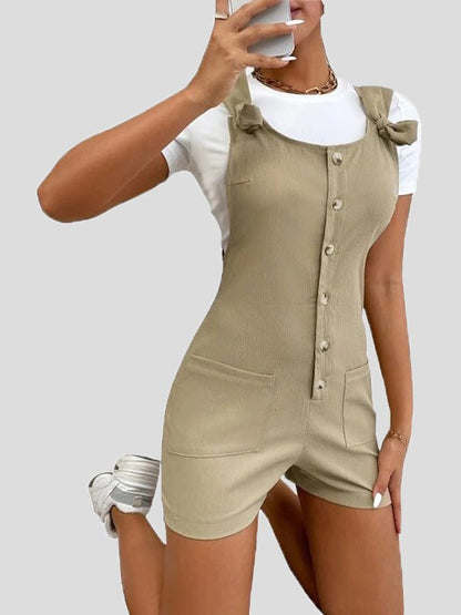 Women's Jumpsuits Casual Solid Button Pocket Bib Jumpsuit - LuckyFash™