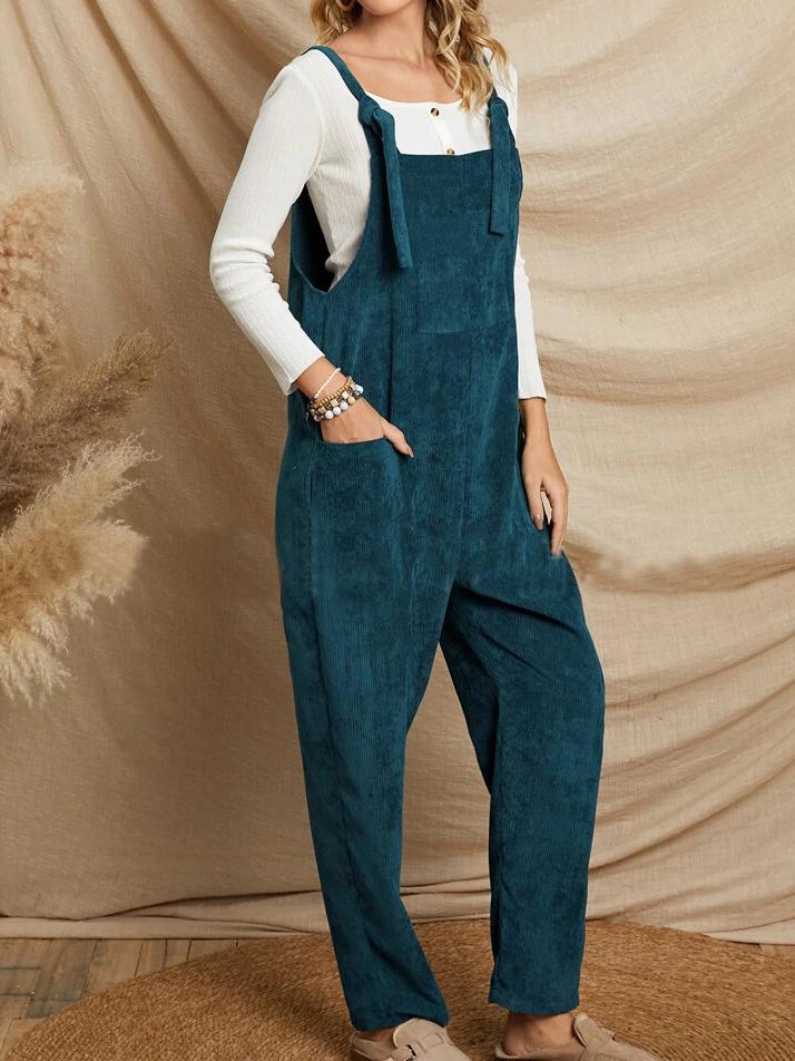 Women's Jumpsuits Casual Solid Corduroy Pocket Suspenders Jumpsuit - LuckyFash™