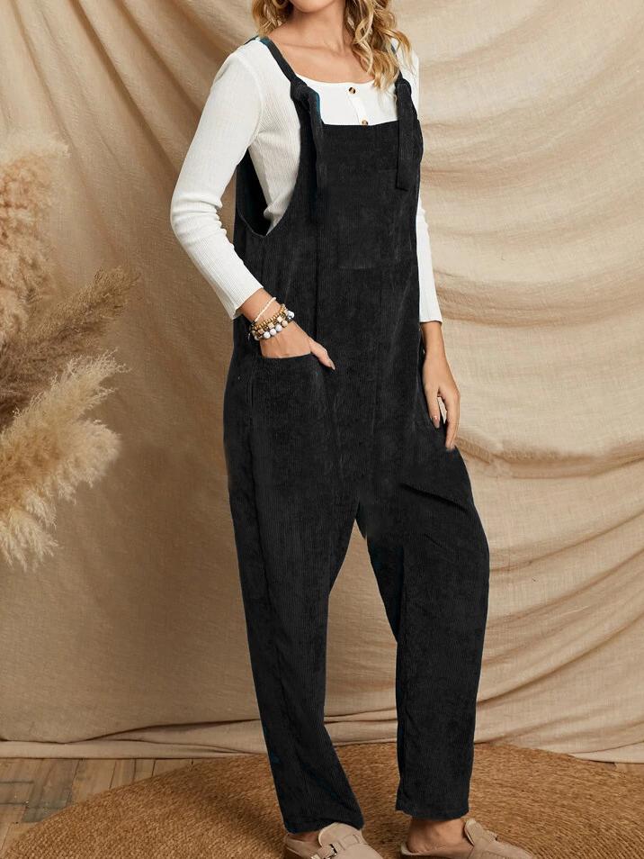 Women's Jumpsuits Casual Solid Corduroy Pocket Suspenders Jumpsuit - LuckyFash™