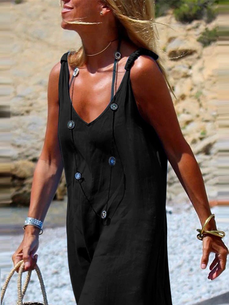 Women's Jumpsuits Casual Solid Sleeveless Wide Leg Jumpsuit - LuckyFash™