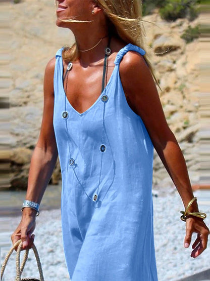 Women's Jumpsuits Casual Solid Sleeveless Wide Leg Jumpsuit - LuckyFash™