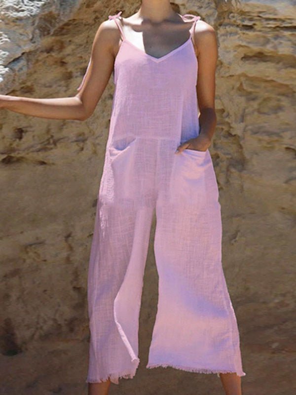 Women's Jumpsuits Casual Solid Sling Pocket Jumpsuit - LuckyFash™