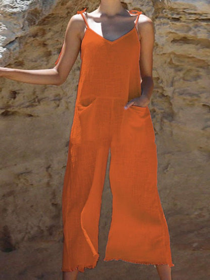 Women's Jumpsuits Casual Solid Sling Pocket Jumpsuit - LuckyFash™