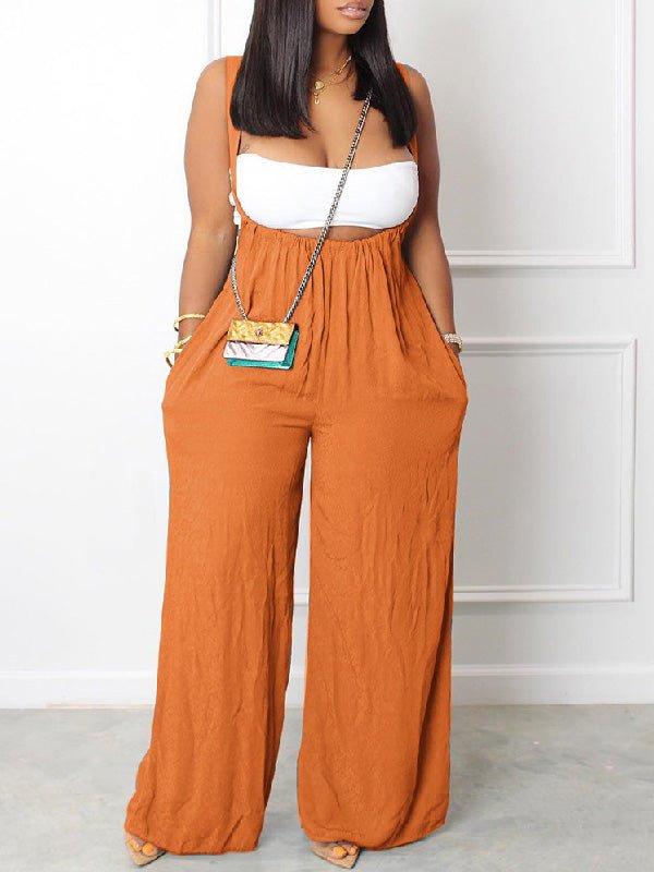 Women's Jumpsuits Casual Solid Sling Pocket Wide-Leg Jumpsuit - LuckyFash™