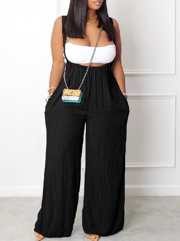 Women's Jumpsuits Casual Solid Sling Pocket Wide-Leg Jumpsuit - LuckyFash™