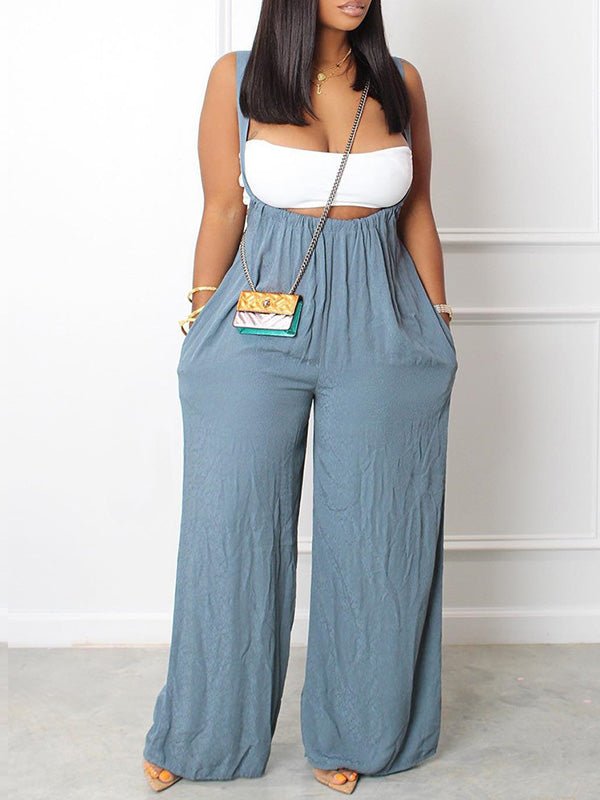 Women's Jumpsuits Casual Solid Sling Pocket Wide-Leg Jumpsuit - LuckyFash™