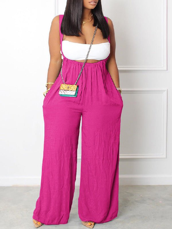 Women's Jumpsuits Casual Solid Sling Pocket Wide-Leg Jumpsuit - LuckyFash™
