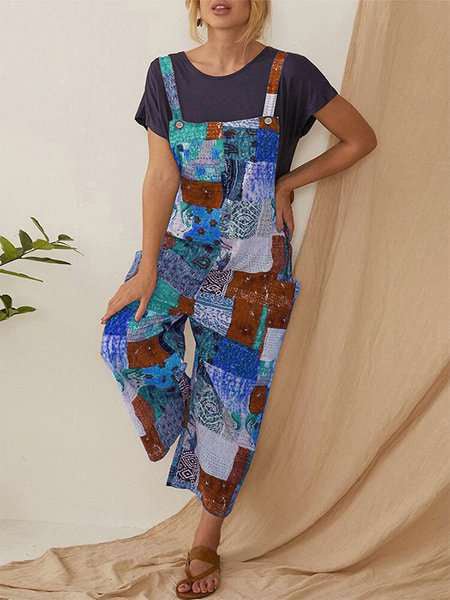 Women's Jumpsuits Casual Statement Plaid Print Pocket Jumpsuit - LuckyFash™