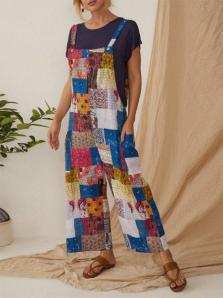 Women's Jumpsuits Casual Statement Plaid Print Pocket Jumpsuit - LuckyFash™