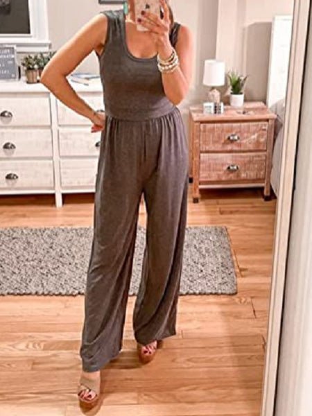 Women's Jumpsuits Casual U-Neck Sleeveless Wide-Leg Jumpsuit - LuckyFash™