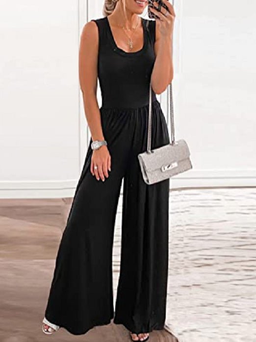 Women's Jumpsuits Casual U-Neck Sleeveless Wide-Leg Jumpsuit - LuckyFash™