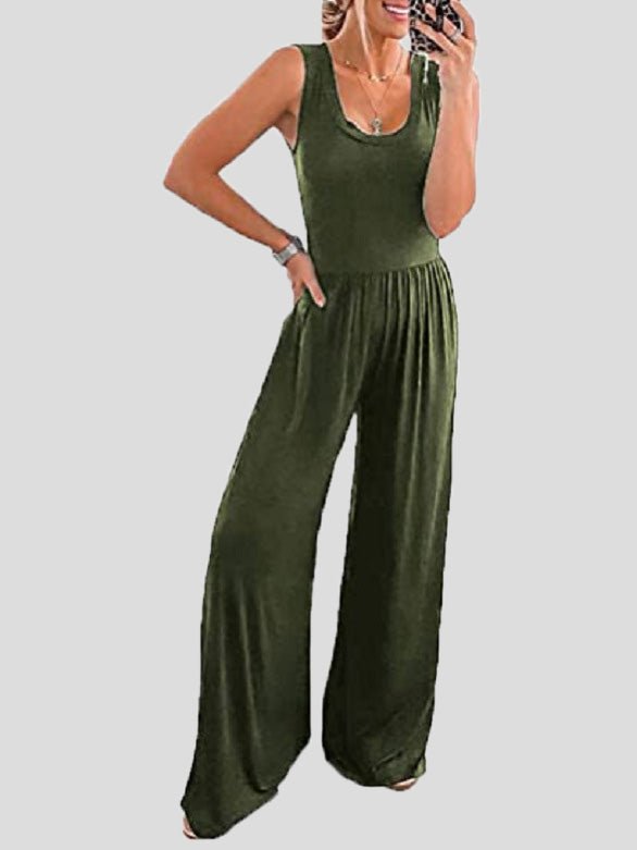 Women's Jumpsuits Casual U-Neck Sleeveless Wide-Leg Jumpsuit - LuckyFash™