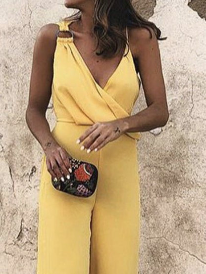 Women's Jumpsuits Casual V-Neck Sling Sleeveless Jumpsuit - LuckyFash™