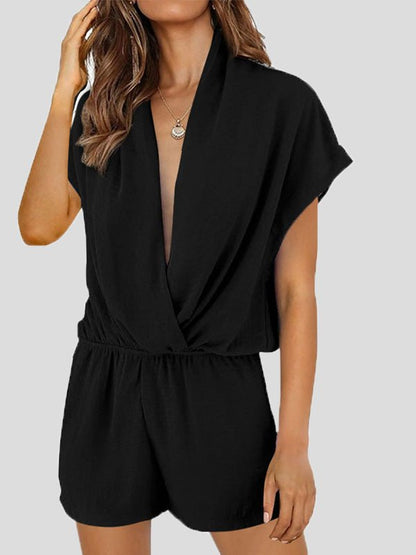 Women's Jumpsuits Deep V-Neck Cross Pocket Casual Jumpsuit - LuckyFash™