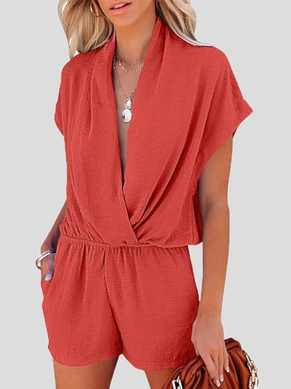 Women's Jumpsuits Deep V-Neck Cross Pocket Casual Jumpsuit - LuckyFash™