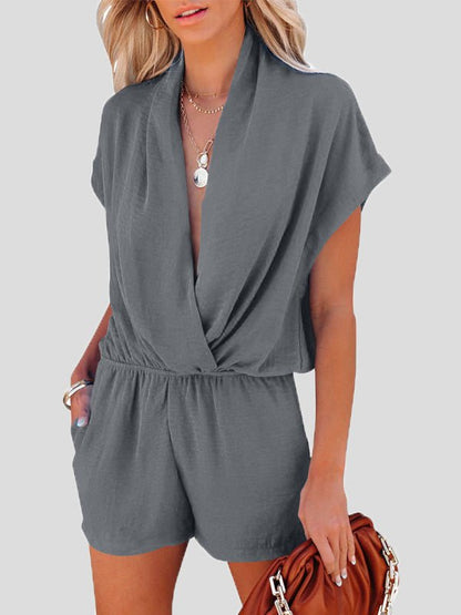 Women's Jumpsuits Deep V-Neck Cross Pocket Casual Jumpsuit - LuckyFash™