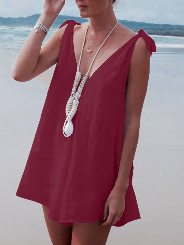 Women's Jumpsuits Deep V Neck Tie Casual Jumpsuit - LuckyFash™