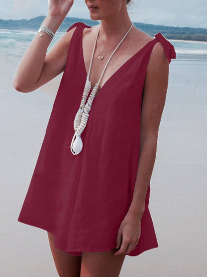 Women's Jumpsuits Deep V Neck Tie Casual Jumpsuit - LuckyFash™