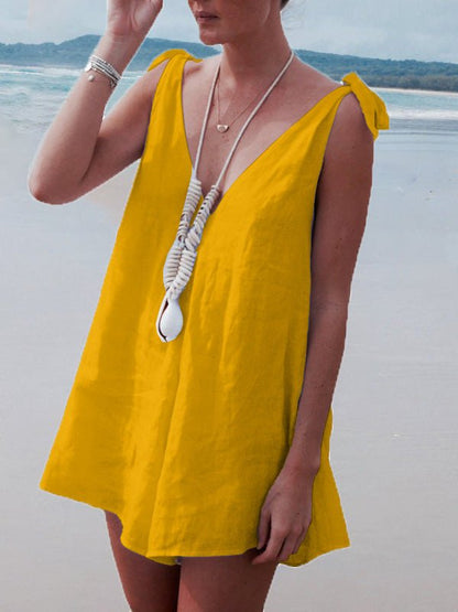 Women's Jumpsuits Deep V Neck Tie Casual Jumpsuit - LuckyFash™