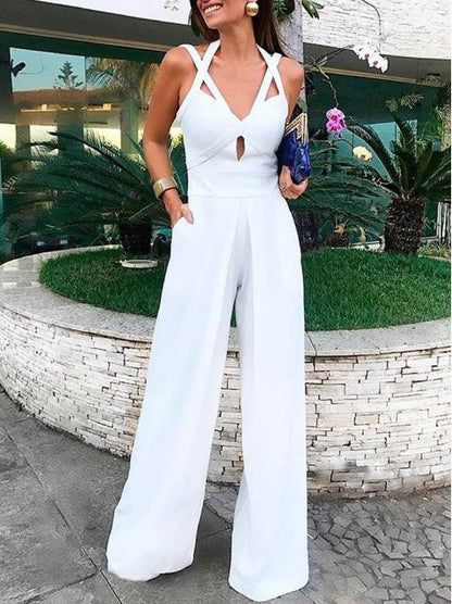 Women's Jumpsuits Deep V Sling Backless Sleeveless Jumpsuit - LuckyFash™