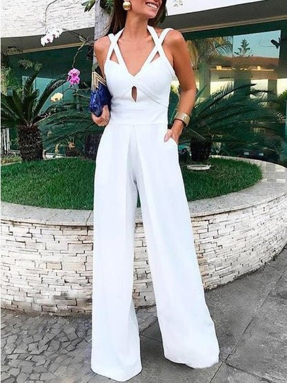 Women's Jumpsuits Deep V Sling Backless Sleeveless Jumpsuit - LuckyFash™