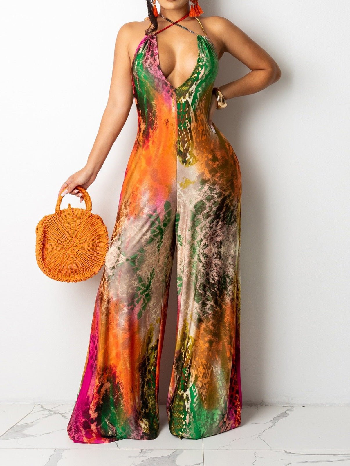 Women's Jumpsuits Deep V Sling Wide-Leg Jumpsuit - LuckyFash™