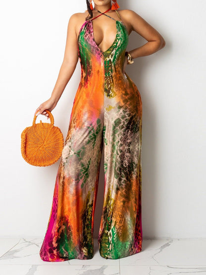 Women's Jumpsuits Deep V Sling Wide-Leg Jumpsuit - LuckyFash™