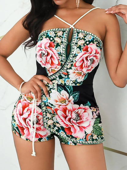 Women's Jumpsuits Floral Print Halter Pocket Slim Fit Jumpsuit - LuckyFash™