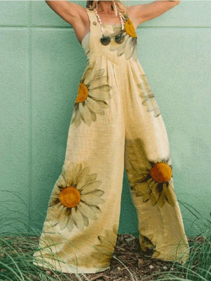 Women's Jumpsuits Floral Print Sleeveless Wide-Leg Jumpsuit - LuckyFash™