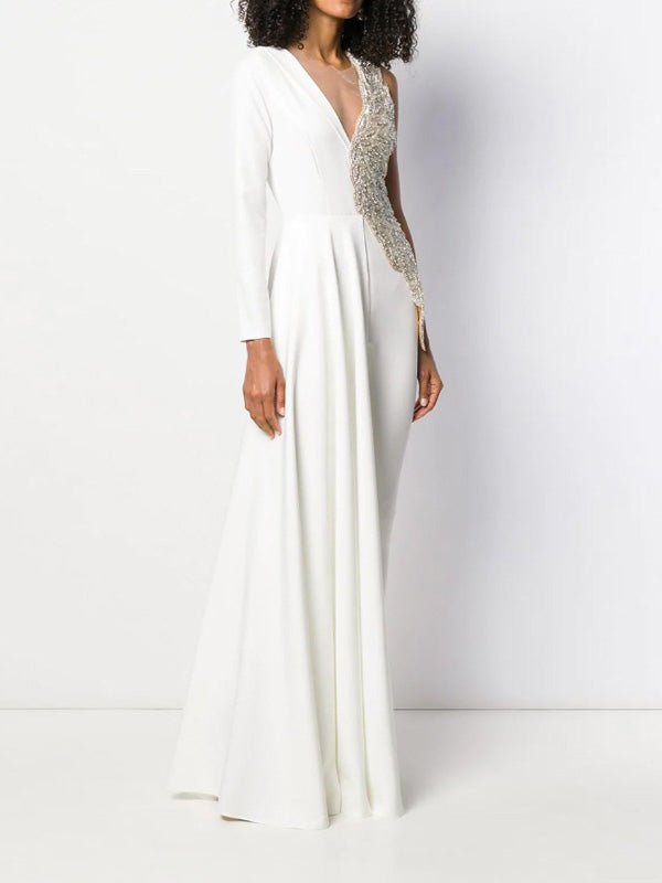 Women's Jumpsuits Glitter V-Neck Slim Fit Irregular Jumpsuit - LuckyFash™