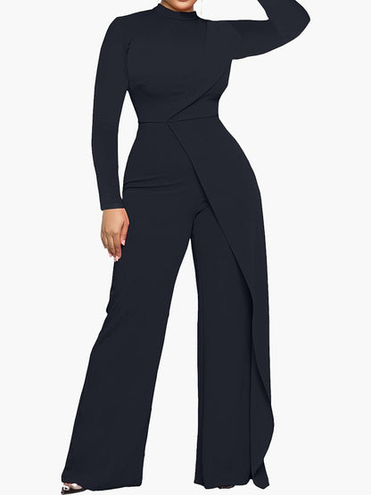 Women's Jumpsuits Half Turtleneck Irregular Long Sleeve Jumpsuit - LuckyFash™