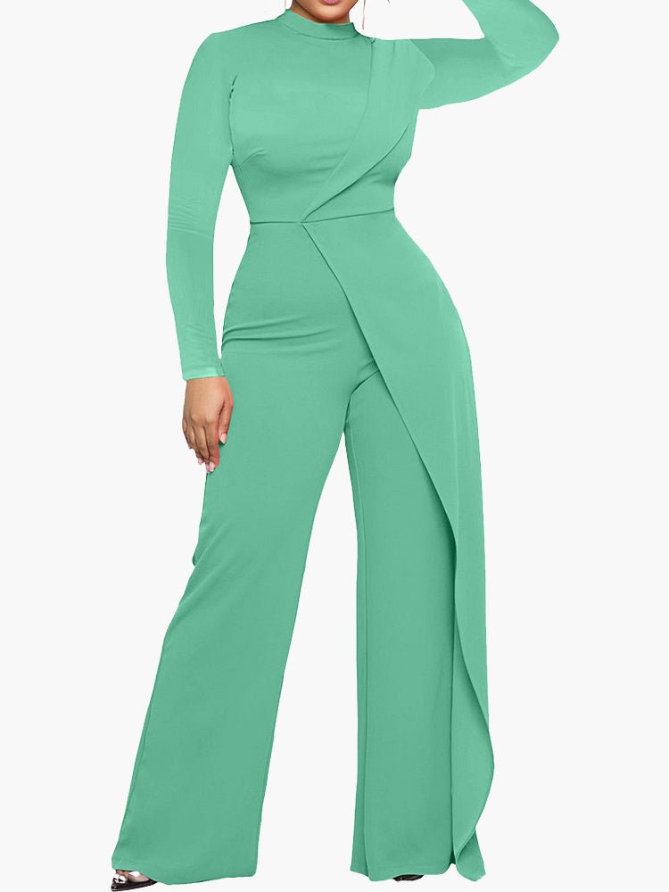 Women's Jumpsuits Half Turtleneck Irregular Long Sleeve Jumpsuit - LuckyFash™