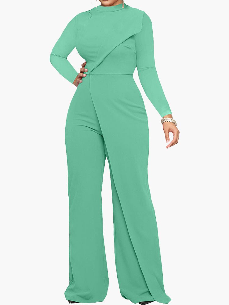 Women's Jumpsuits Half Turtleneck Irregular Long Sleeve Jumpsuit - LuckyFash™
