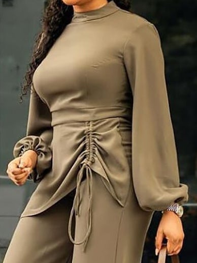 Women's Jumpsuits Half Turtleneck Long Sleeve Drawstring Jumpsuit - LuckyFash™