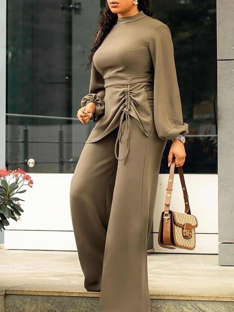 Women's Jumpsuits Half Turtleneck Long Sleeve Drawstring Jumpsuit - LuckyFash™