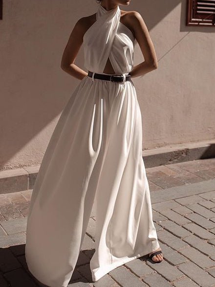 Women's Jumpsuits Halter Neck Open Back Sleeveless Jumpsuit - LuckyFash™